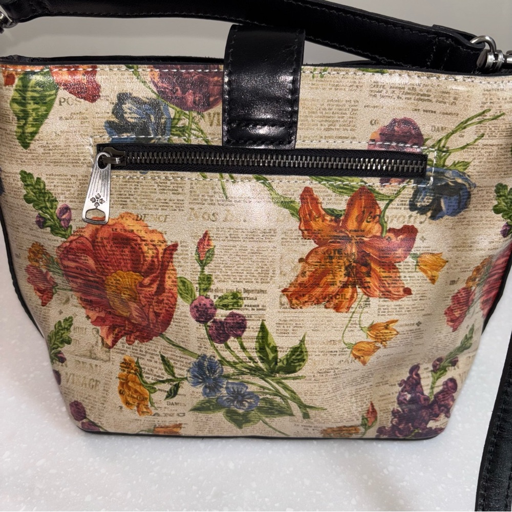 Patricia Nash Torri Crossbody Parisian Newspaper Floral Leather Dust Bag - Picture 6 of 13
